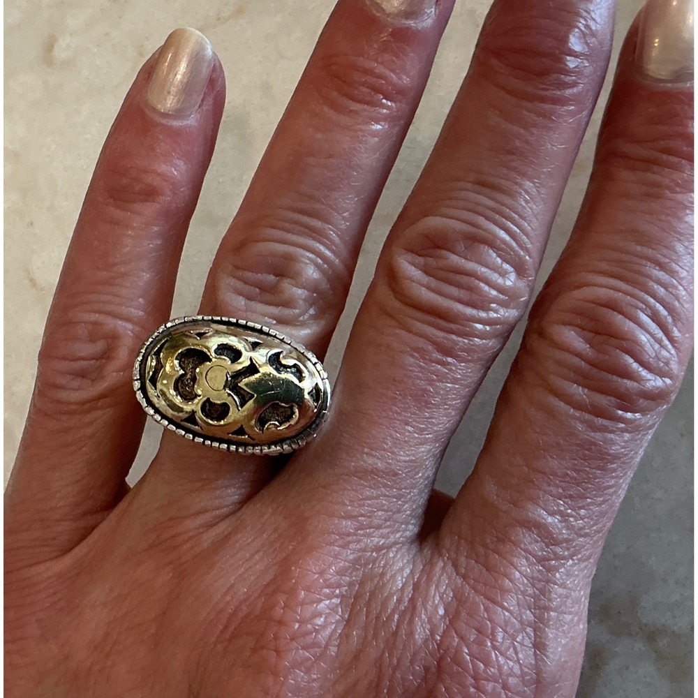 John Hardy 925 Sterling Silver 18K Gold 925 Silver Oval Ring Size 6.5 - Picture 1 of 10